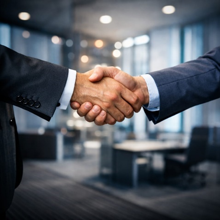 Business handshake — partnership and trusted funding